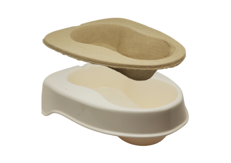 Bedpan liner graduated on plastic bedpan support